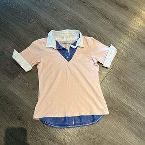 Zara Pink and Blue Layered Collared Top